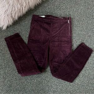 GAP 1969 Vintage Burgundy Maroon Velour Velvet Corduroy Slim-Fit Pants Sz 27